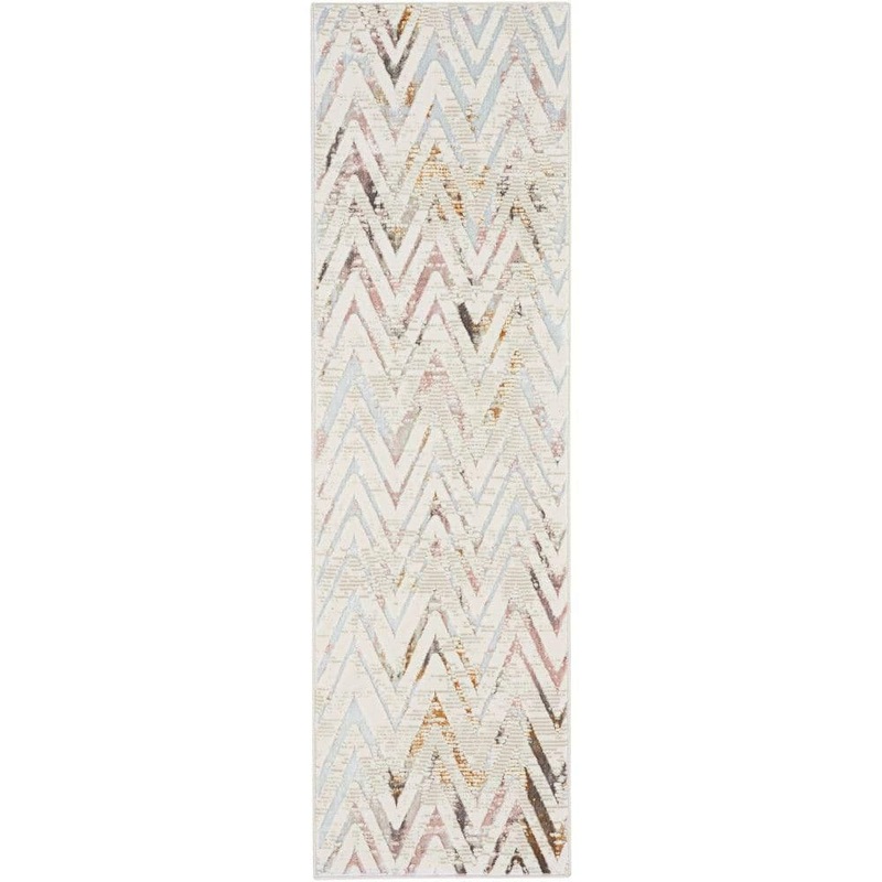 Nourison Glam Multicolor 2 ft. x 8 ft. Chevron Contemporary Kitchen Runner Area Rug 896230