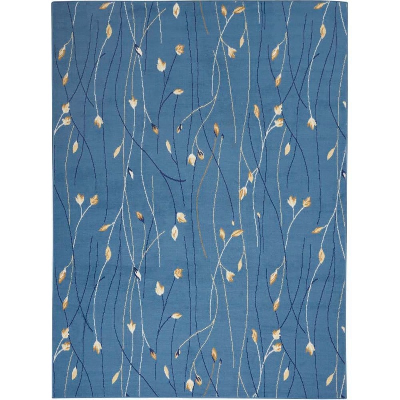 Nourison Grafix Light Blue 6 ft. x 9 ft. Floral Contemporary Area Rug 729637