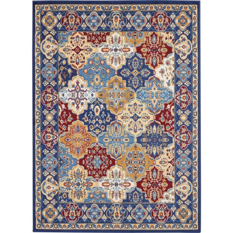Nourison Grafix Multicolor 5 ft. x 7 ft. Persian Medallion Traditional Area Rug 472250