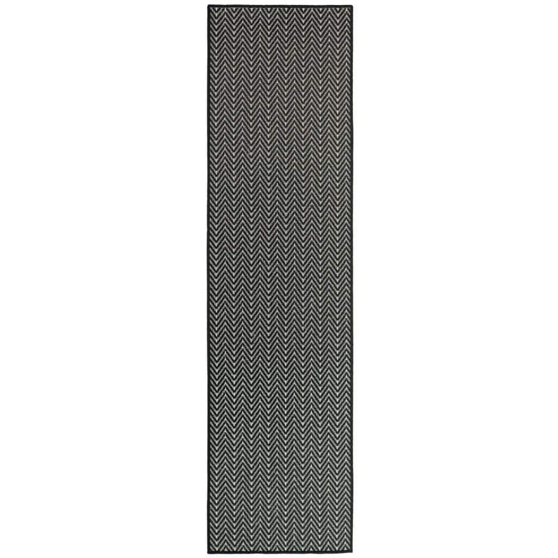 Nourison Horizon Black 2 ft. x 6 ft. Indoor/Outdoor Geometric Contemporary Runner Area Rug 126677
