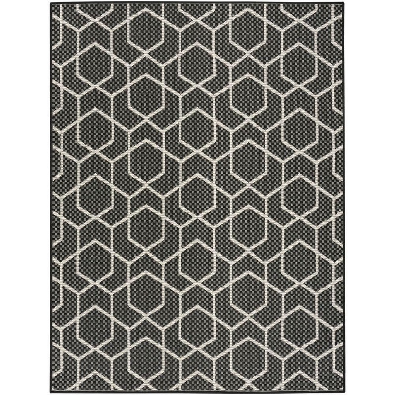 Nourison Horizon Black 4 ft. x 6 ft. Indoor/Outdoor All-Over Design Contemporary Area Rug 126172