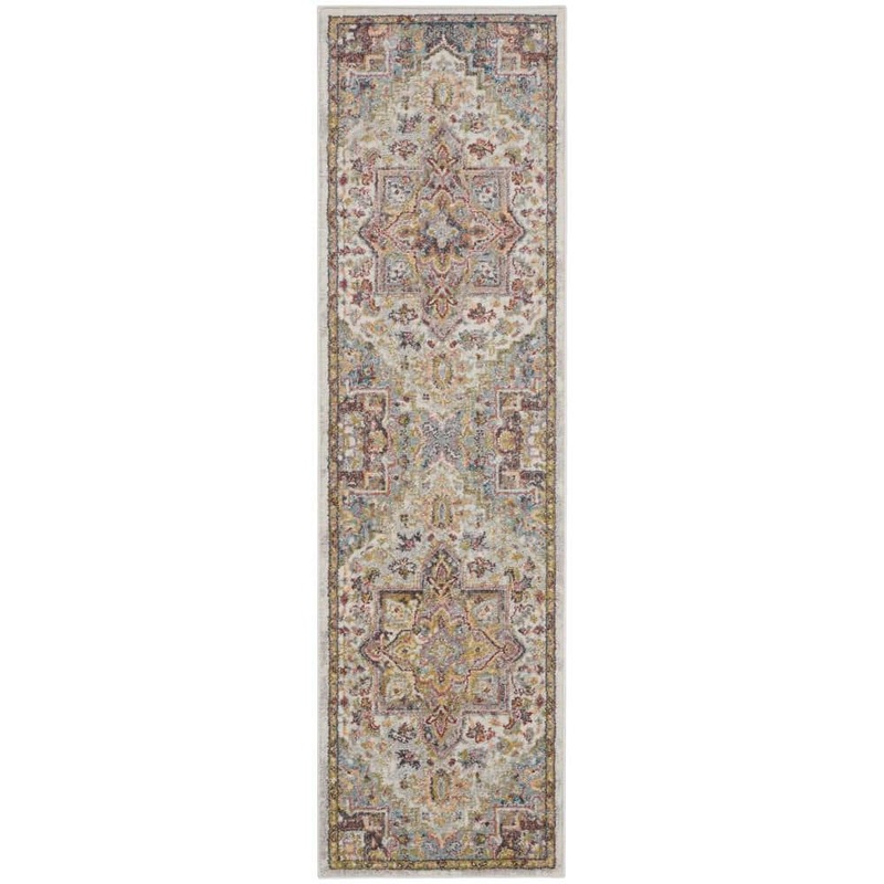 Nourison Juniper Ivory/Multi 2 ft. x 8 ft. Center Medallion Traditional Kitchen Runner Area Rug 804099