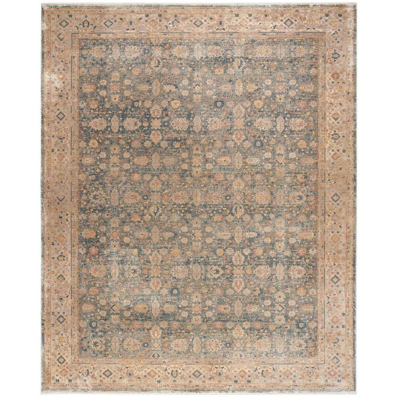 Nourison Luxurious Ivory Blue 5 ft. x 7 ft. Distressed Traditional Area Rug 958006