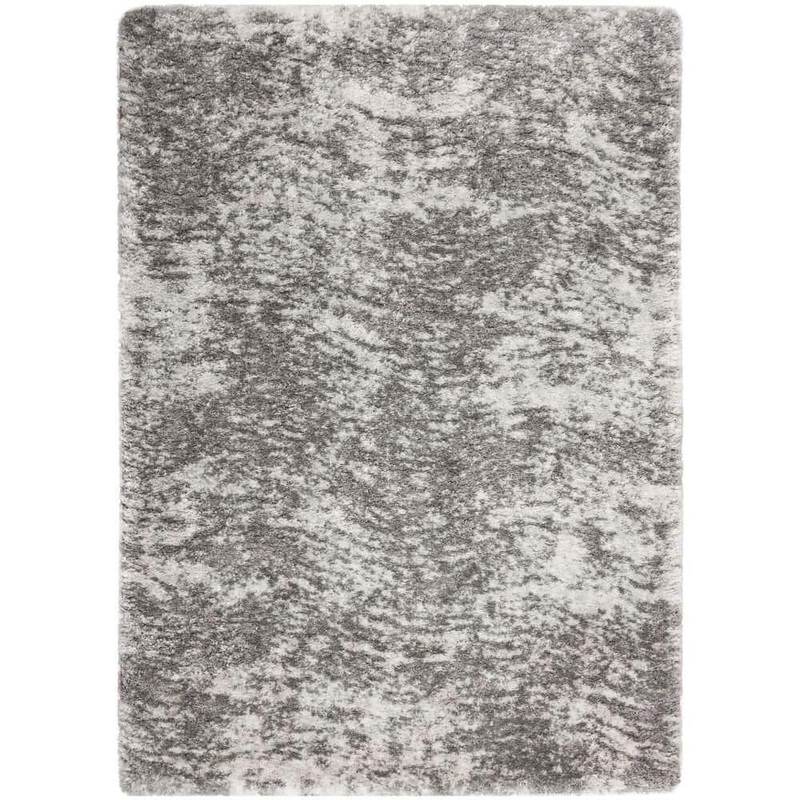 Nourison Luxurious Shag Charcoal Grey 5 ft. x 7 ft. Abstract Contemporary Area Rug 885166