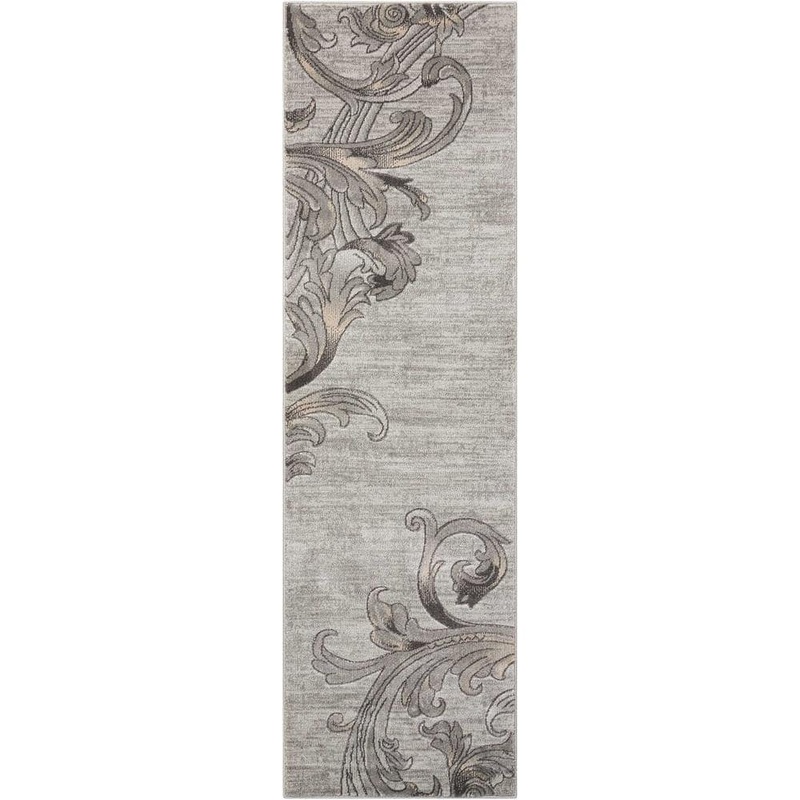 Nourison Maxell Graphite 2 ft. x 8 ft. Persian Modern Kitchen Runner Area Rug 335272