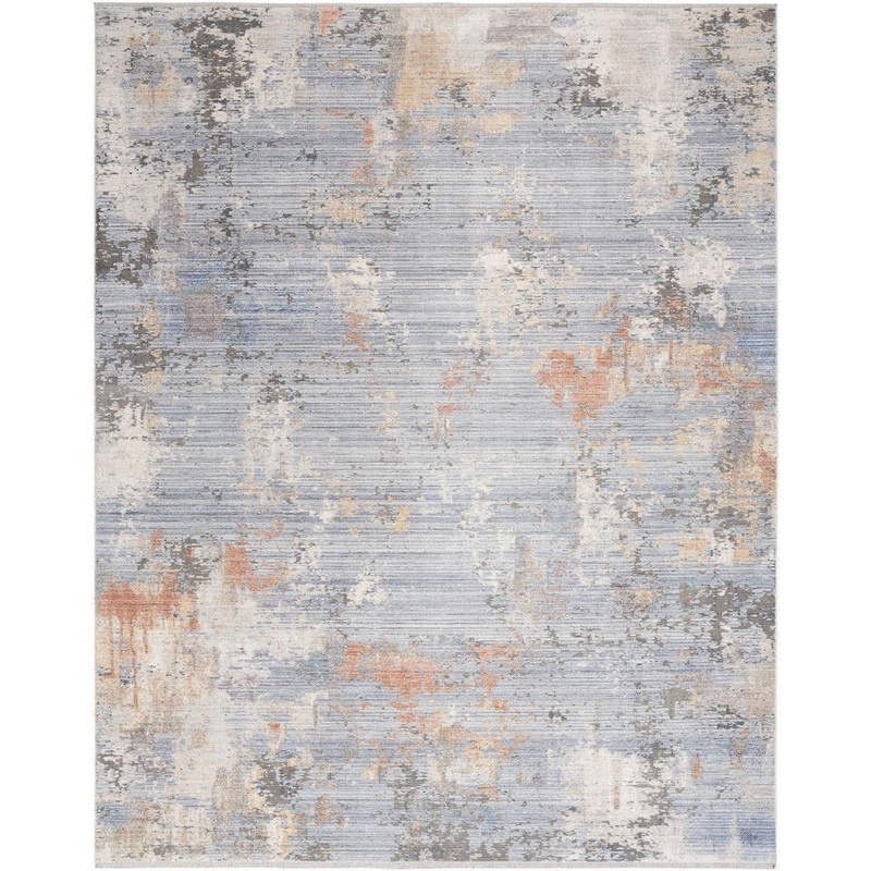 Nourison Modern Abstract Grey Blue 10 ft. x 13 ft. Abstract Contemporary Area Rug 919670