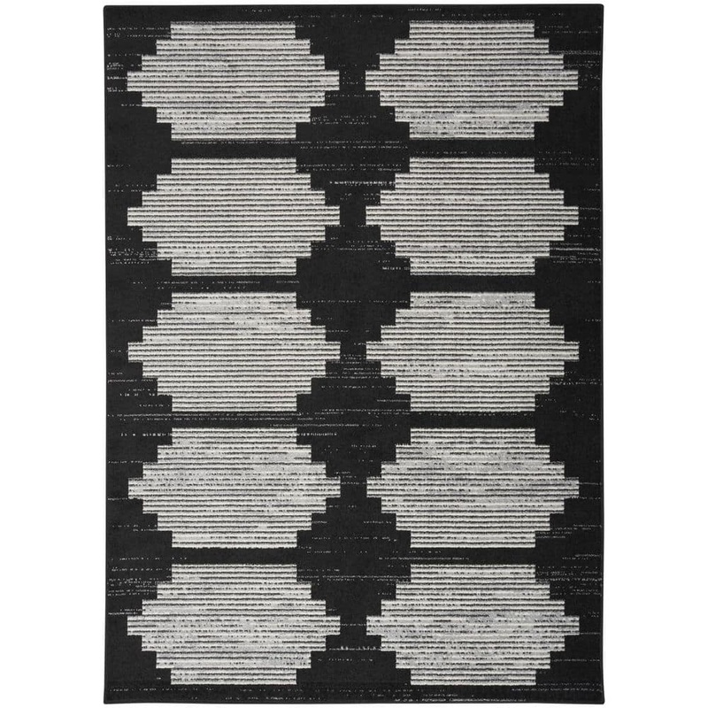 Nourison Modern Passion Blk/Grey 6 ft. x 9 ft. Geometric Contemporary Area Rug 106933