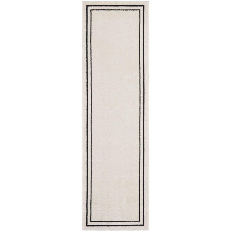 Nourison Nourison Essentials Ivory/Black 2 ft. x 8 ft. Solid Contemporary Runner Area Rug 148223