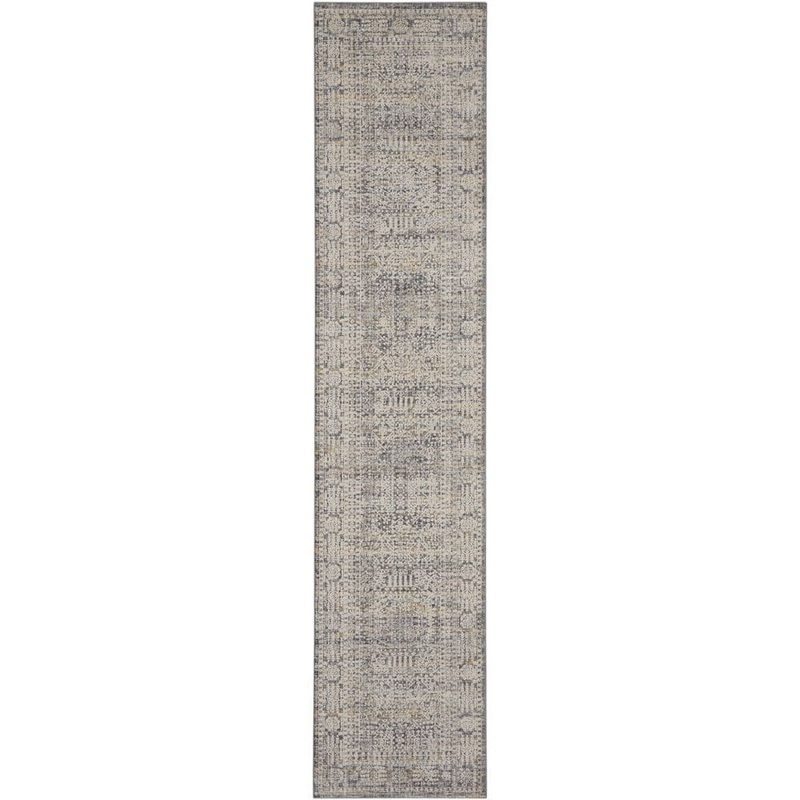 Nourison Nyle Ivory Slate 2 ft. x 12 ft. Vintage Persian Kitchen Runner Area Rug 105523