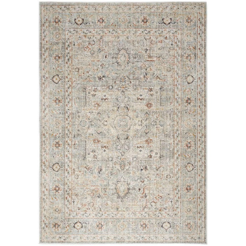 Nourison Oushak Home Light Grey 6 ft. x 9 ft. Floral Traditional Area Rug 997289