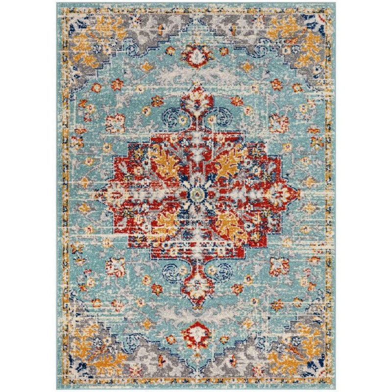 Nourison Passion Aqua Multicolor 4 ft. x 6 ft. Center medallion Traditional Area Rug 968388