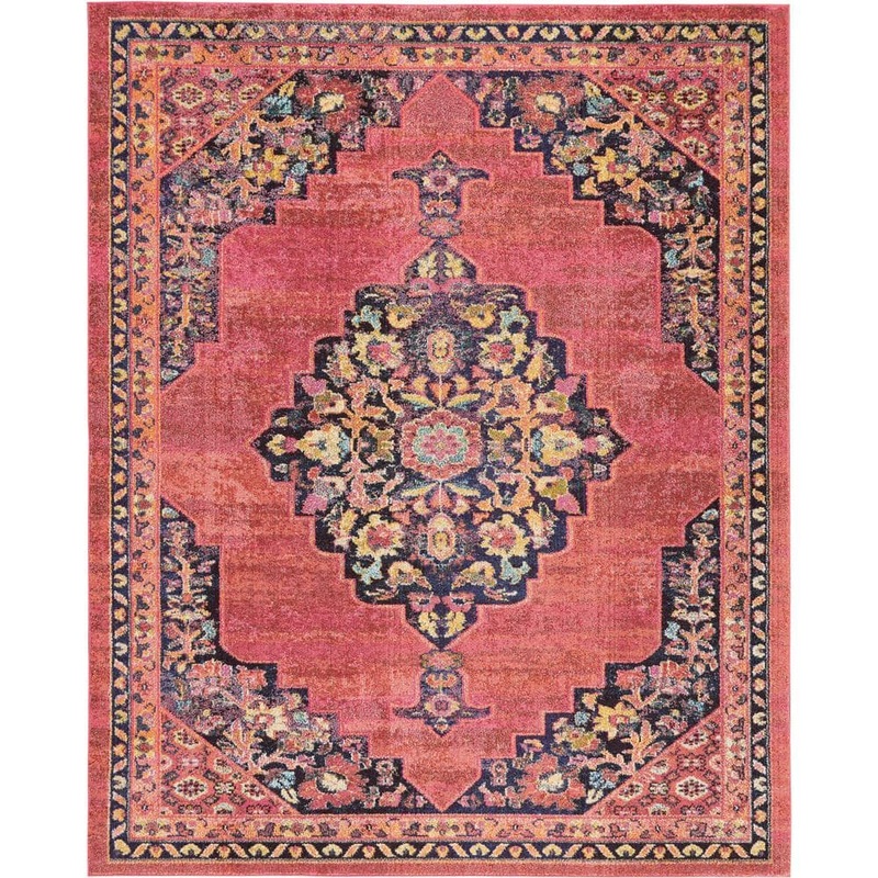 Nourison Passionate Pink/Flame 8 ft. x 10 ft. Persian Vintage Area Rug 454706