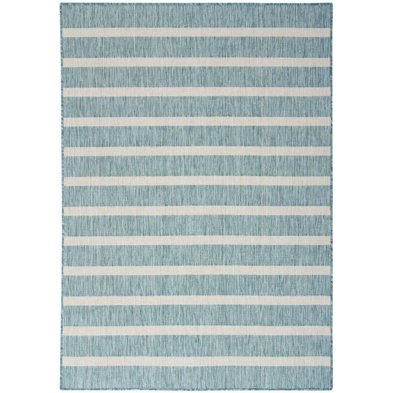 Nourison Positano Aqua Ivory 7 ft. x 10 ft. Stripes Contemporary Area Rug 903204