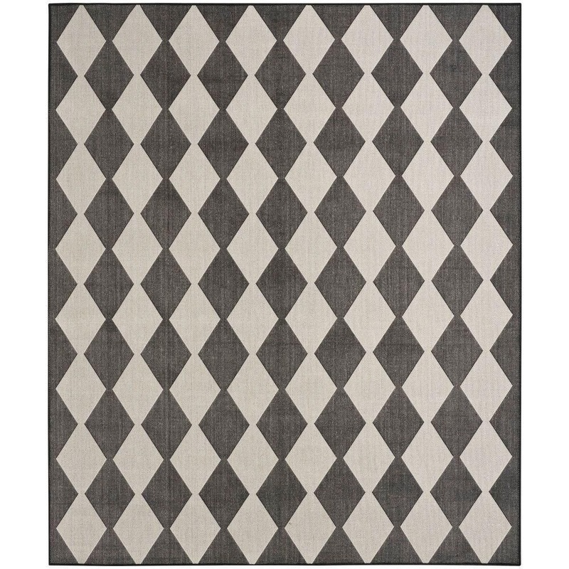 Nourison Positano Black 7 ft. x 10 ft. Diamond Contemporary Area Rug 938145