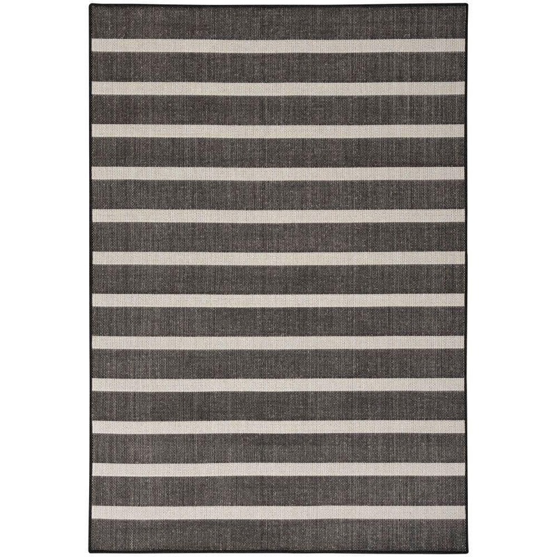 Nourison Positano Black Ivory 7 ft. x 10 ft. Stripes Contemporary Area Rug 903341