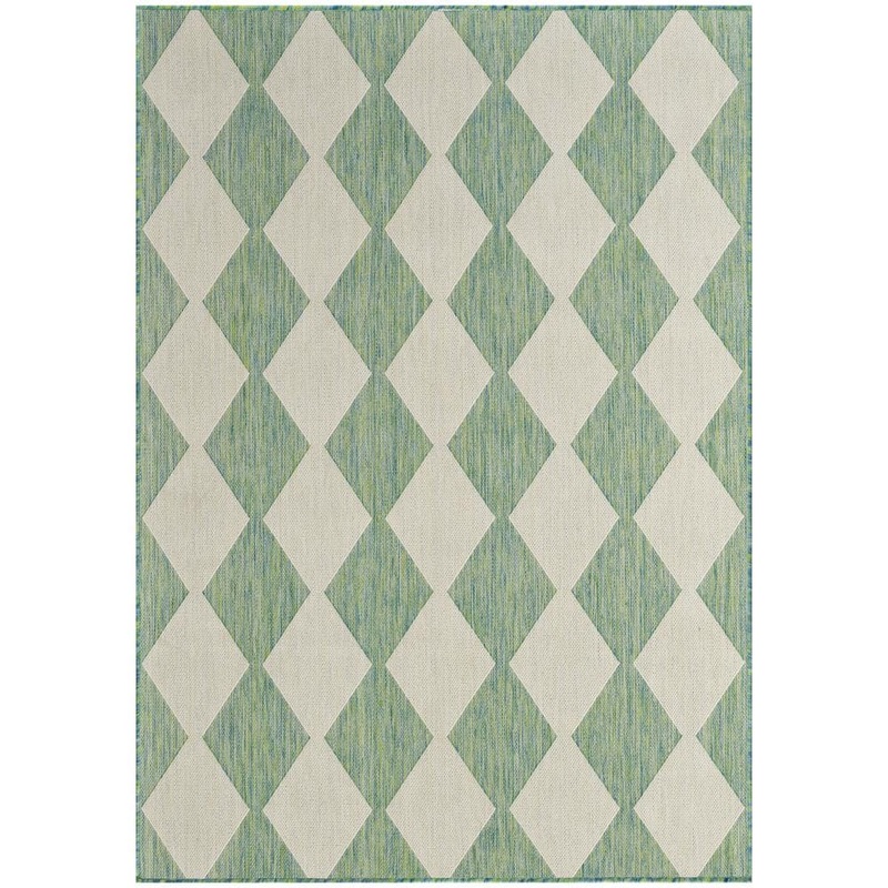 Nourison Positano Blue Green 4 ft. x 6 ft. Diamond Contemporary Area Rug 938350