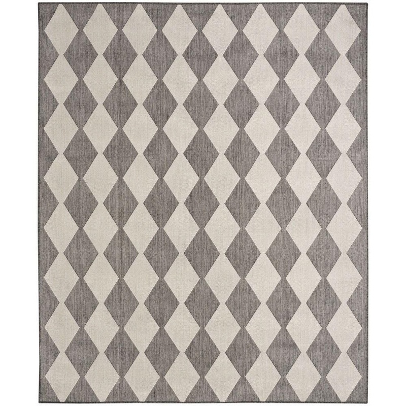 Nourison Positano Charcoal 5 ft. x 7 ft. Diamond Contemporary Area Rug 937971