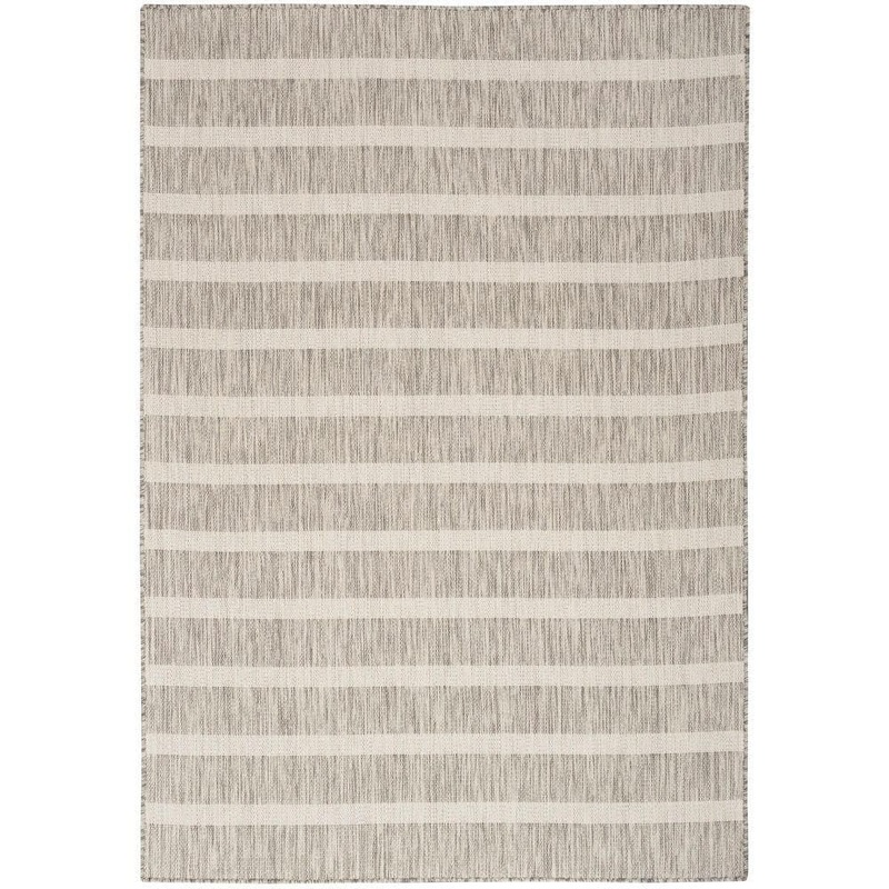Nourison Positano Grey Ivory 5 ft. x 7 ft. Stripes Contemporary Area Rug 903631