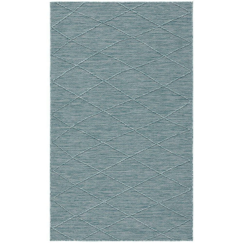 Nourison Practical Solutions Aqua 3 ft. x 5 ft. Diamond Contemporary Area Rug 939470