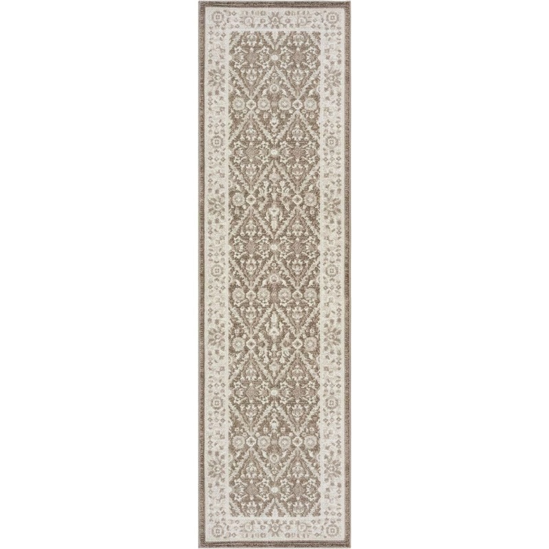 Nourison Renewed Ivory Mocha 2 ft. x 8 ft. Distressed Traditional Runner Area Rug 991515