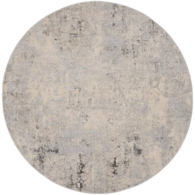 Nourison Rustic Textures Grey/Beige 5 ft. x 5 ft. Abstract Contemporary Round Area Rug 835758