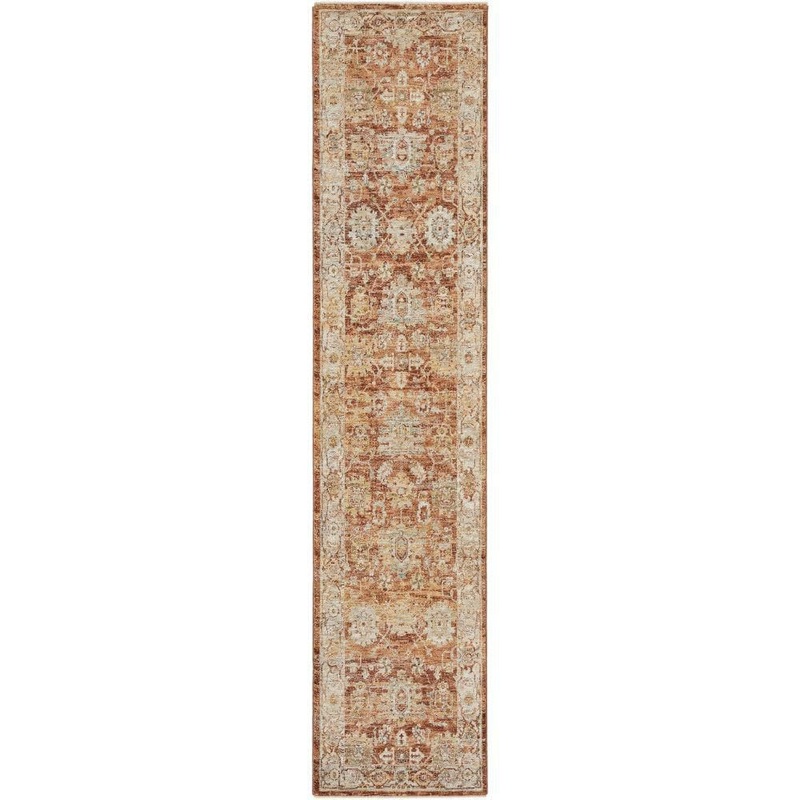 Nourison Sahar Rust 2 ft. x 10 ft. All-Over Design Traditional Kitchen Runner Area Rug 022516