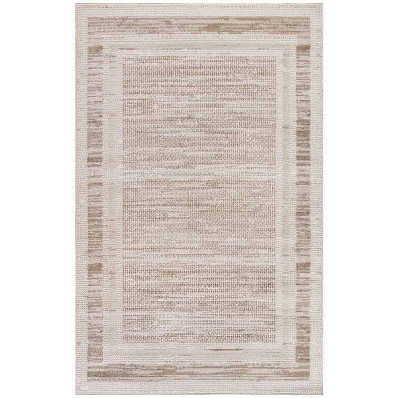 Nourison Serenity Home Mocha Ivory 4 ft. x 6 ft. Banded Contemporary Area Rug 919038