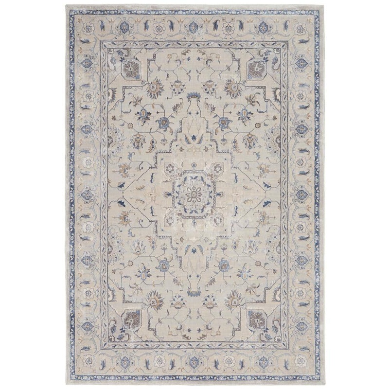 Nourison Silky Textures Ivory/Grey 4 ft. x 6 ft. Persian Traditional Area Rug 710482