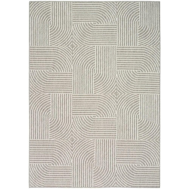 Nourison Textured Home Grey Ivory 4 ft. x 6 ft. Geometric Contemporary Area Rug 141588