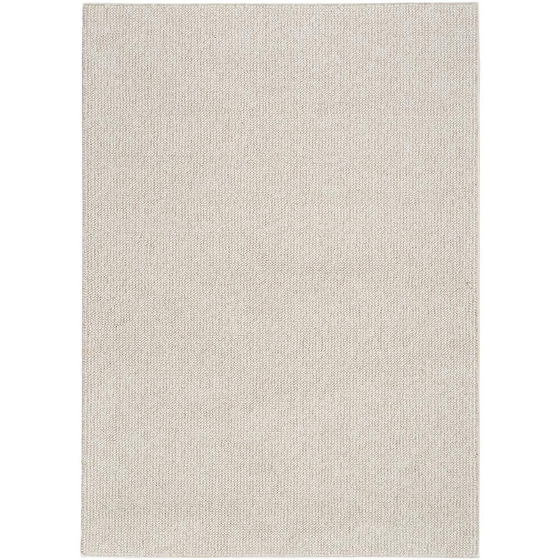 Nourison Textured Home Ivory Beige 5 ft. x 7 ft. Solid Geometric Contemporary Area Rug 922700