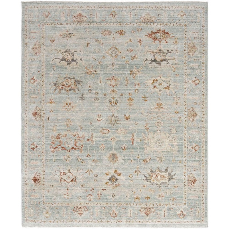 Nourison Traditional Home Light Blue 9 ft. x 11 ft. Distressed Traditional Area Rug 938961