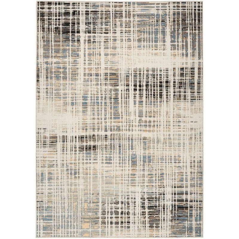 Nourison Washable Decor Ivory Blue 7 ft. x 9 ft. Abstract Contemporary Area Rug 992789