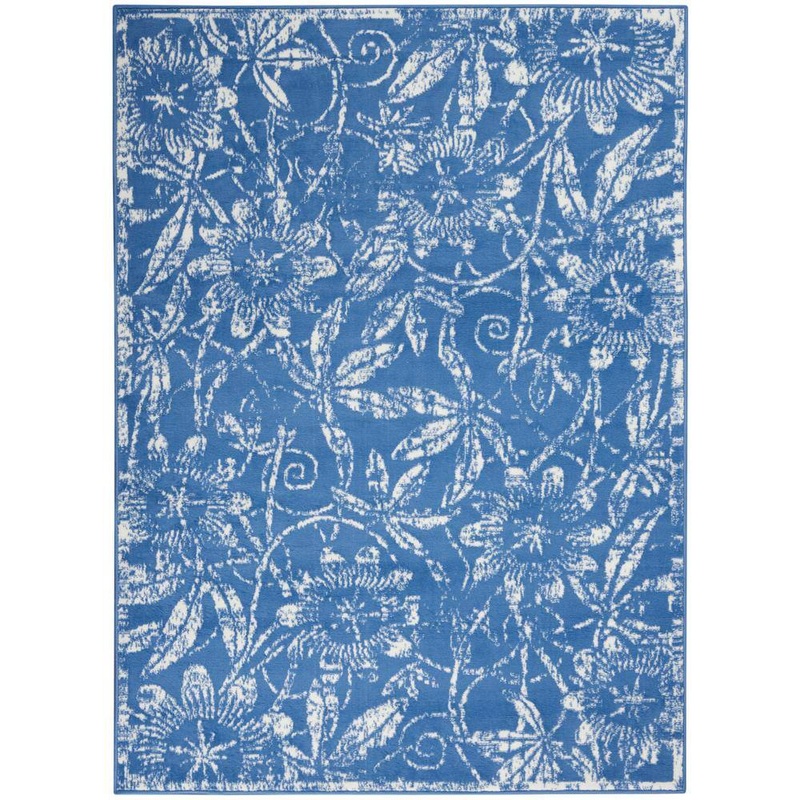 Nourison Whimsicle Blue 5 ft. x 7 ft. Floral French Country Contemporary Area Rug 831927