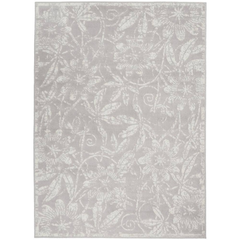 Nourison Whimsicle Grey 6 ft. x 9 ft. Floral Contemporary Area Rug 832108
