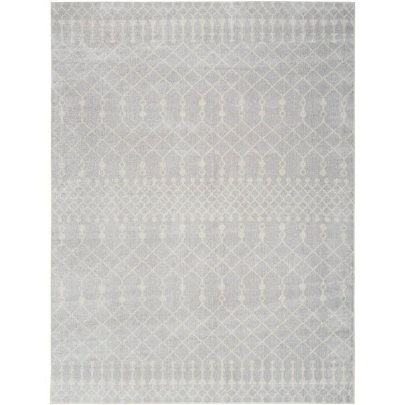 Nourison Astra Machine Washable Grey 5 ft. x 7 ft. Moroccan Transitional Area Rug 122643