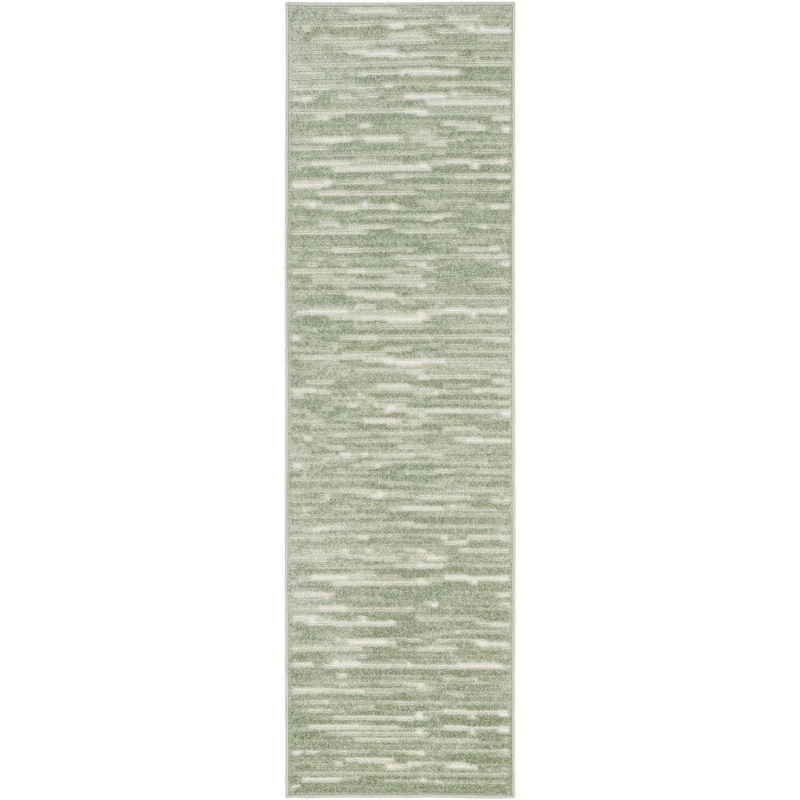 Nourison Casual Green 2 ft. x 6 ft. Abstract Contemporary Runner Area Rug 984678