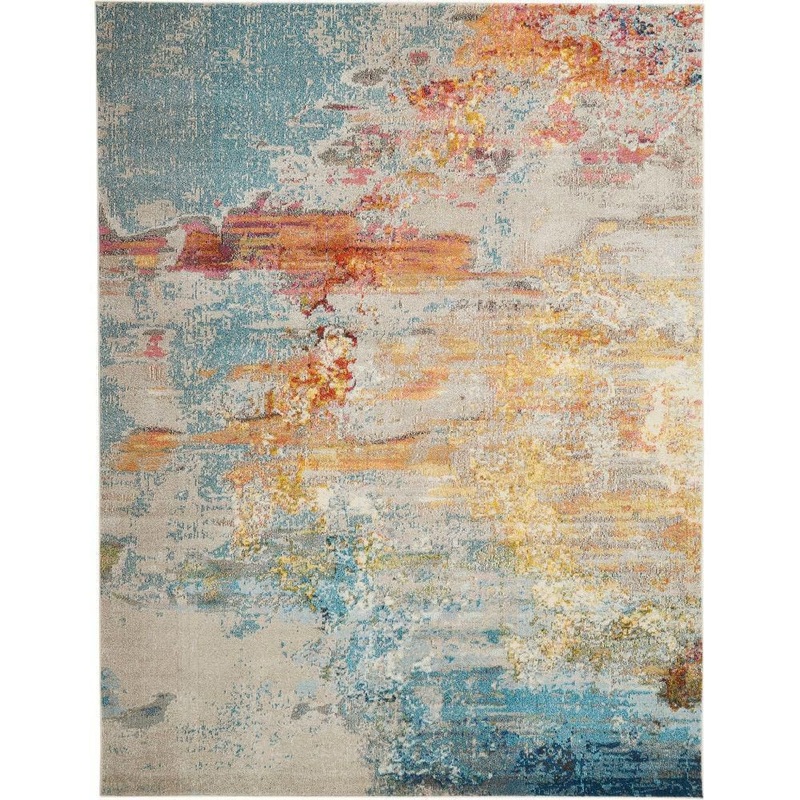Nourison Celestial Sealife Multicolor 9 ft. x 12 ft. Abstract Modern Area Rug 399908