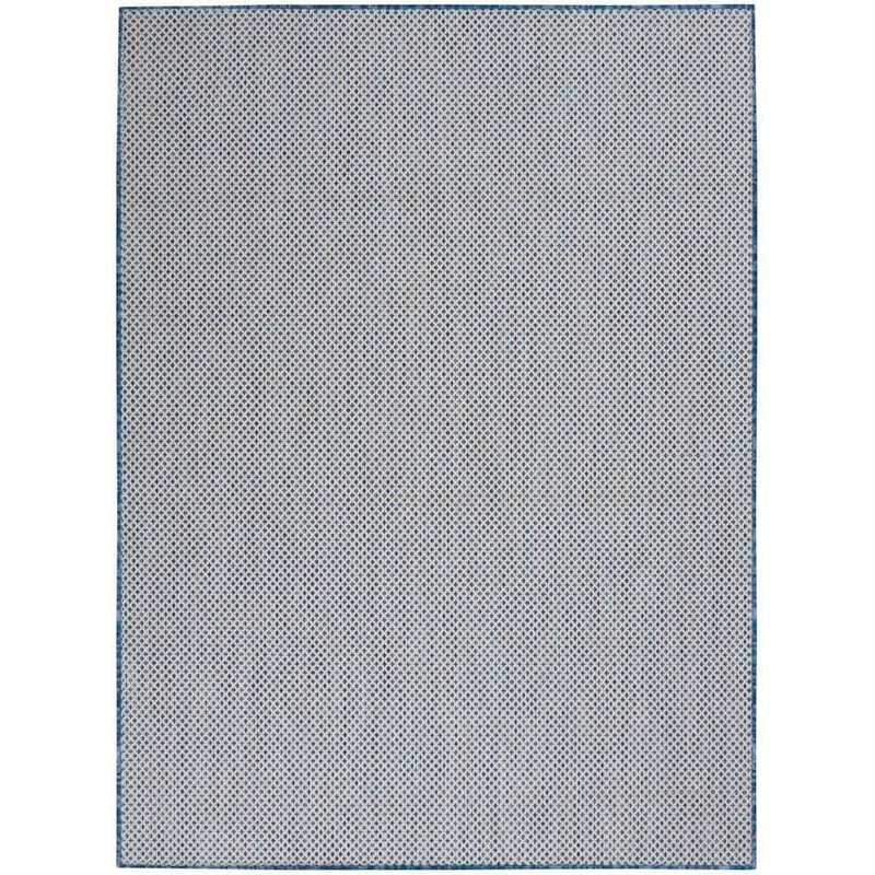 Nourison Courtyard Ivory Blue 4 ft. x 6 ft. Geometric Contemporary Indoor/Outdoor Patio Area Rug 841766