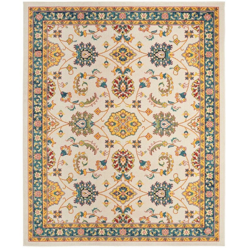 Nourison Essentials Ivory Gold 6 ft. x 9 ft. Center medallion Traditional Area Rug 941053