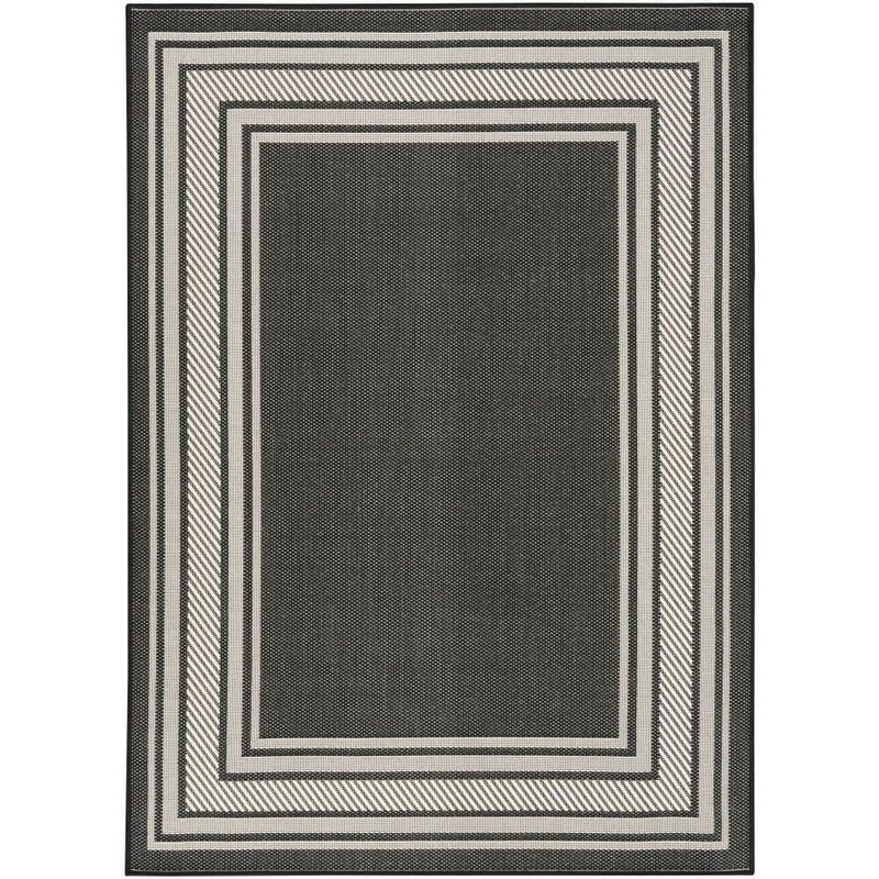 Nourison Horizon Black 5 ft. x 7 ft. Indoor/Outdoor Bordered Contemporary Area Rug 128138