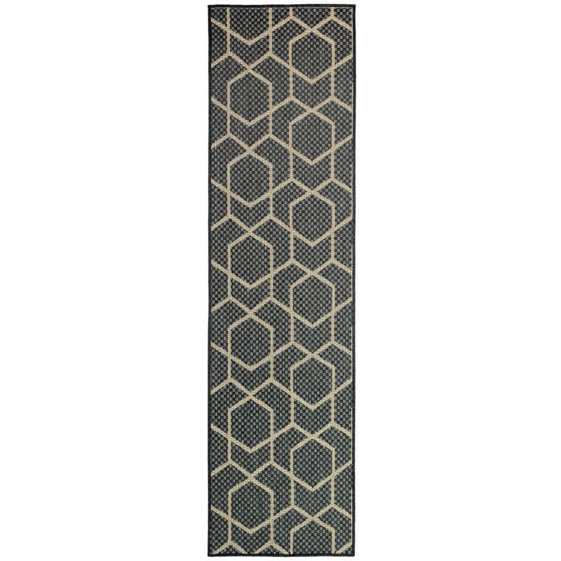 Nourison Horizon Charcoal 2 ft. x 8 ft. Indoor/Outdoor All-Over design Contemporary Runner Area Rug 126233