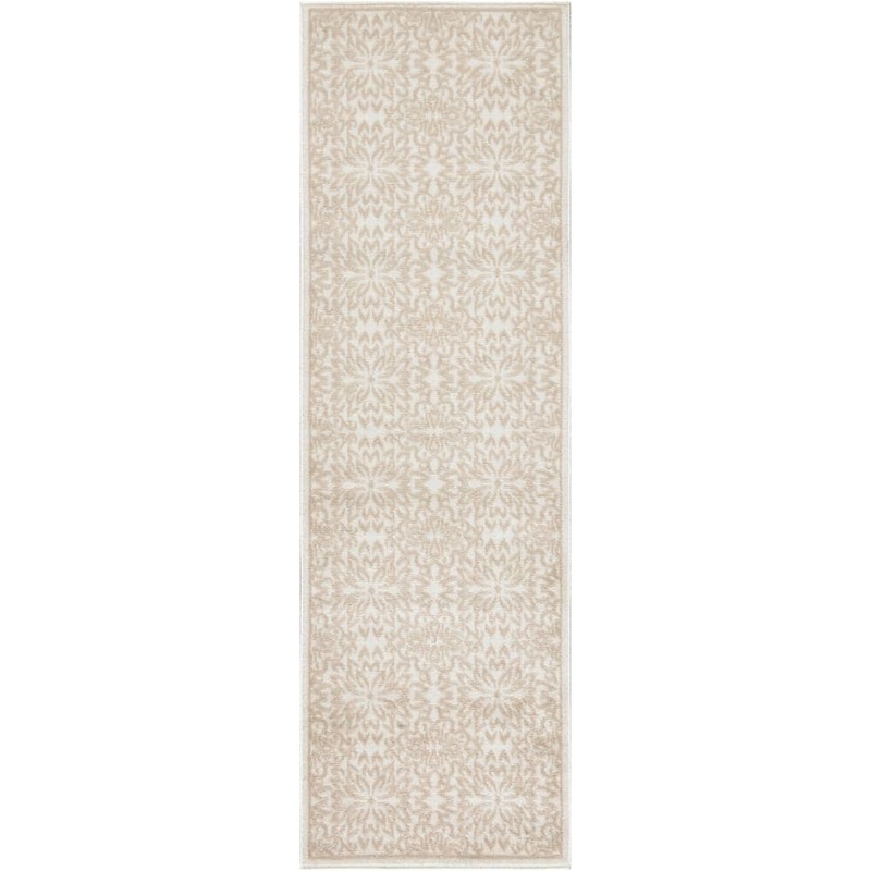 Nourison Jubilant Ivory Beige 2 ft. x 6 ft. Floral Transitional Runner Area Rug 975461
