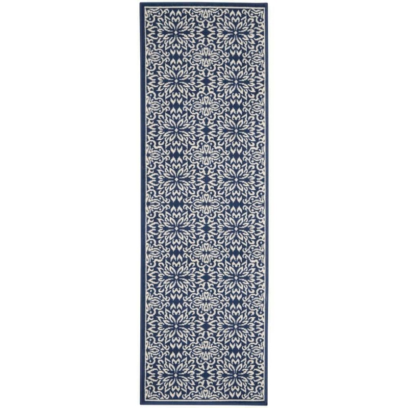 Nourison Jubilant Navy/Ivory 2 ft. x 7 ft. Floral Transitional Kitchen Runner Area Rug 777270