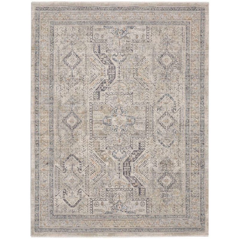 Nourison Lynx Ivory/Grey/Blue 8 ft. x 10 ft. All-Over Design Transitional Area Rug 082183