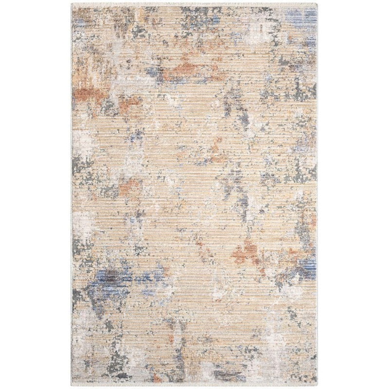 Nourison Modern Abstract Beige Grey 3 ft. x 5 ft. Abstract Contemporary Area Rug 919540