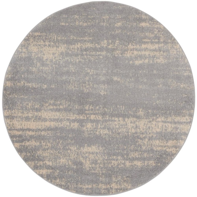 Nourison Nourison Essentials Grey Beige 6 ft. x 6 ft. Abstract Contemporary Round Area Rug 149299