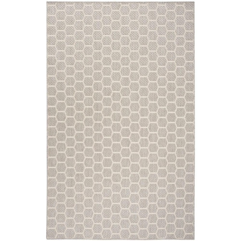 Nourison Reversible Indoor Outdoor Grey 6 ft. x 9 ft. Honeycomb Contemporary Area Rug 974280