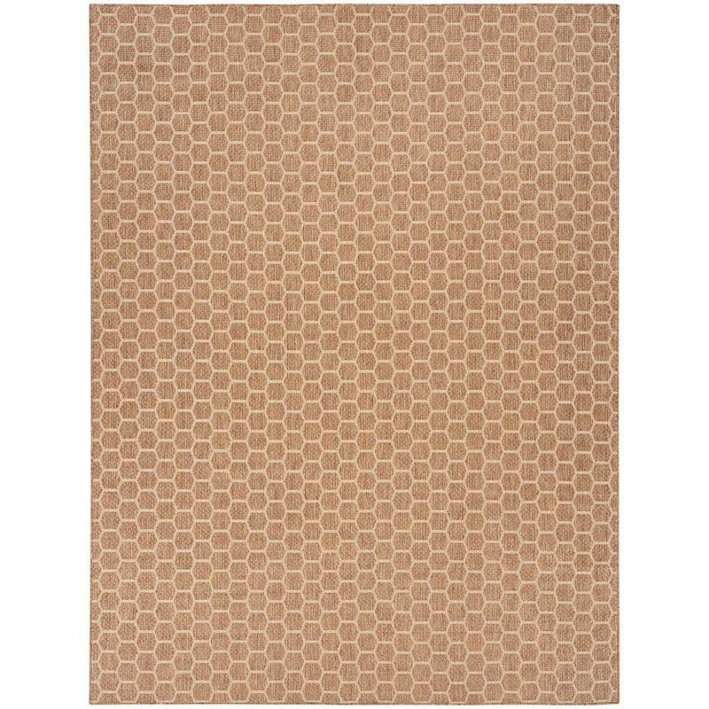 Nourison Reversible Indoor Outdoor Natural 10 ft. x 14 ft. Honeycomb Contemporary Area Rug 974433
