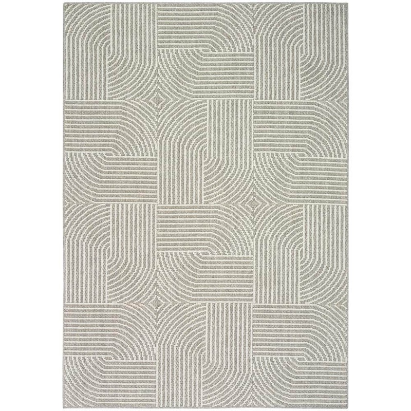 Nourison Textured Home Grey Ivory 5 ft. x 7 ft. Geometric Contemporary Area Rug 141595