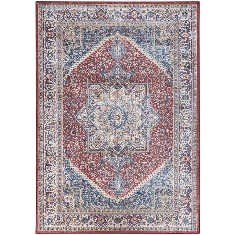 Nourison Vintage Home Red Blue 4 ft. x 6 ft. Center medallion Traditional Area Rug 930743